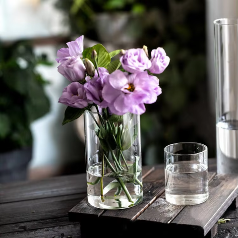 Various Size Nordic Vintage Glass Bud Vase Cylindrical Flower Vase for Home Office Wedding Decoration
