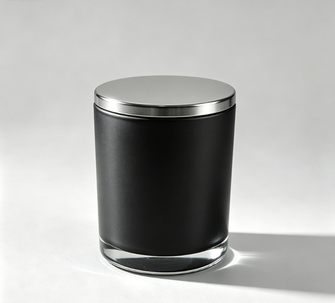 Black Matte Frosted Glass Candle Jars with Lids | Empty Candle Containers