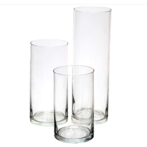 Various Size Nordic Vintage Glass Bud Vase Cylindrical Flower Vase for Home Office Wedding Decoration