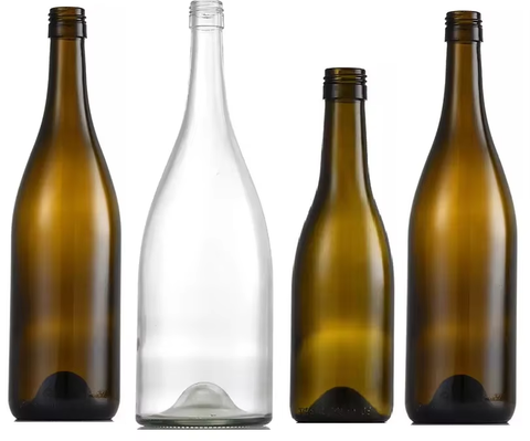 Food Grade 187ml 375ml 750ml 1500ml Green Brown Clear Frosted Custom Empty Burgundy Glass Wine Bottle for Burgundy