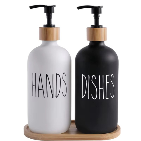 350ml 500ml Morden Glass Hand Soap Dispenser Bottle With Black Pump in Bulk