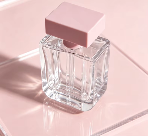 Wholesale Glass Perfume Bottle 100ml Pump Sprayer Flat Shape Screen Printed Cosmetic Packaging